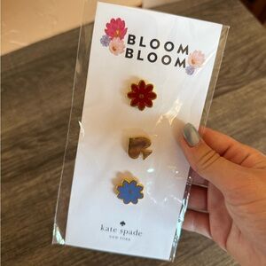 Kate Spade New York Bloom Bloom Flower Lapel Pins 3/4" BNWT